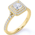 18K Yellow Gold over Silver Princess Cut Moissanite Engagement Ring F24730