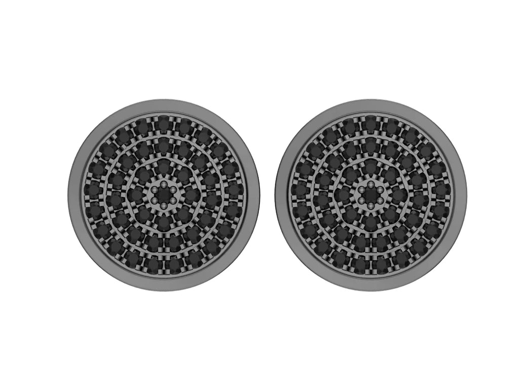 Black Diamond Double Halo Screw Back Stud Earring C7346