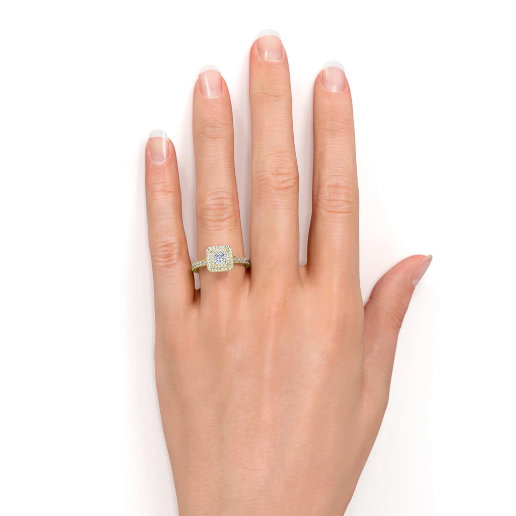 18K Yellow Gold over Silver Princess Cut Moissanite Engagement Ring F24730