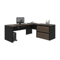 4 Piece L Shaped Computer Desk in Antigua and Black J838555