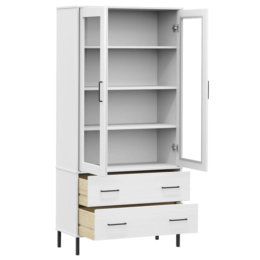 Pine Wood Bookcase with 2 Doors and 2 Drawers N19363