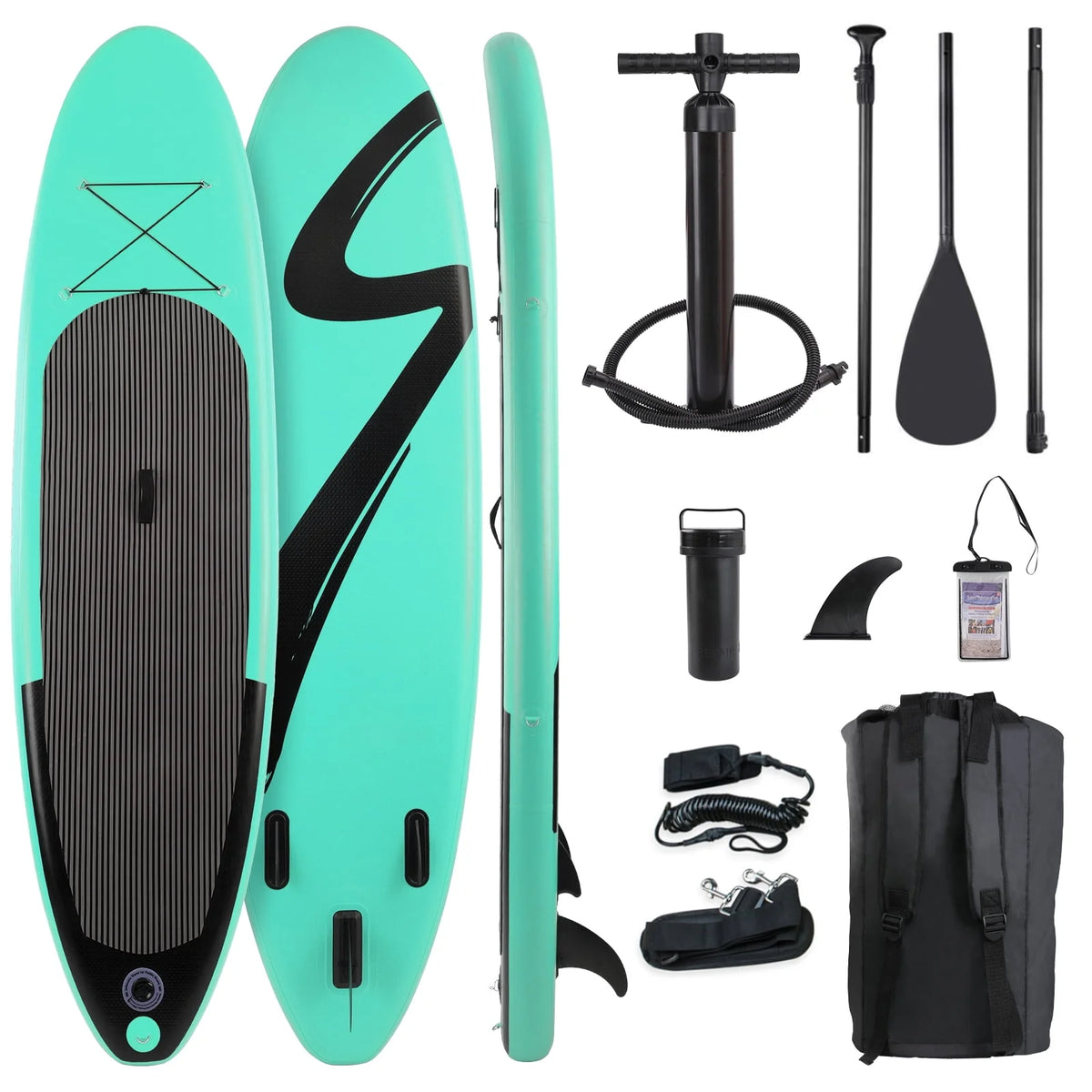 10' Inflatable Stand Up Paddle Board with Paddle, Leash, Pump & Backpack L260
