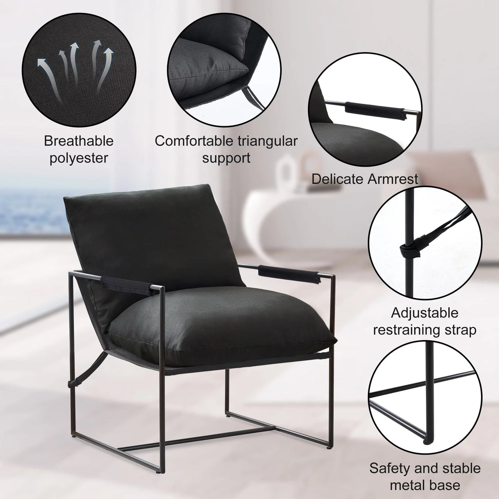 Black Sling Accent Chair Set of 2 Q384281