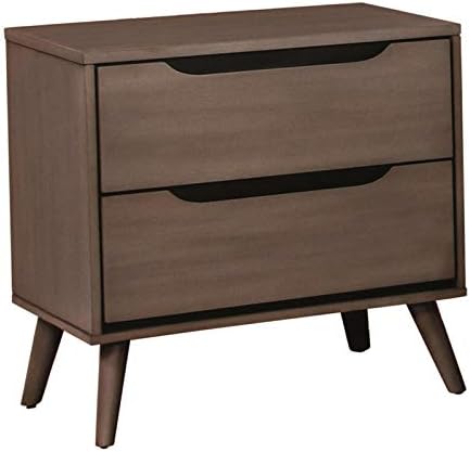 Oak 2-Drawer Wood Nightstand Y25064