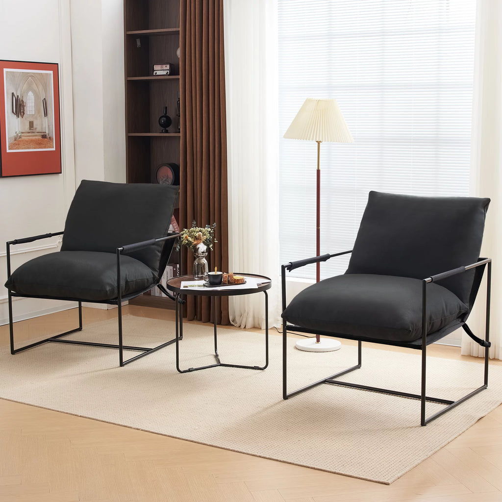 Black Sling Accent Chair Set of 2 Q384281