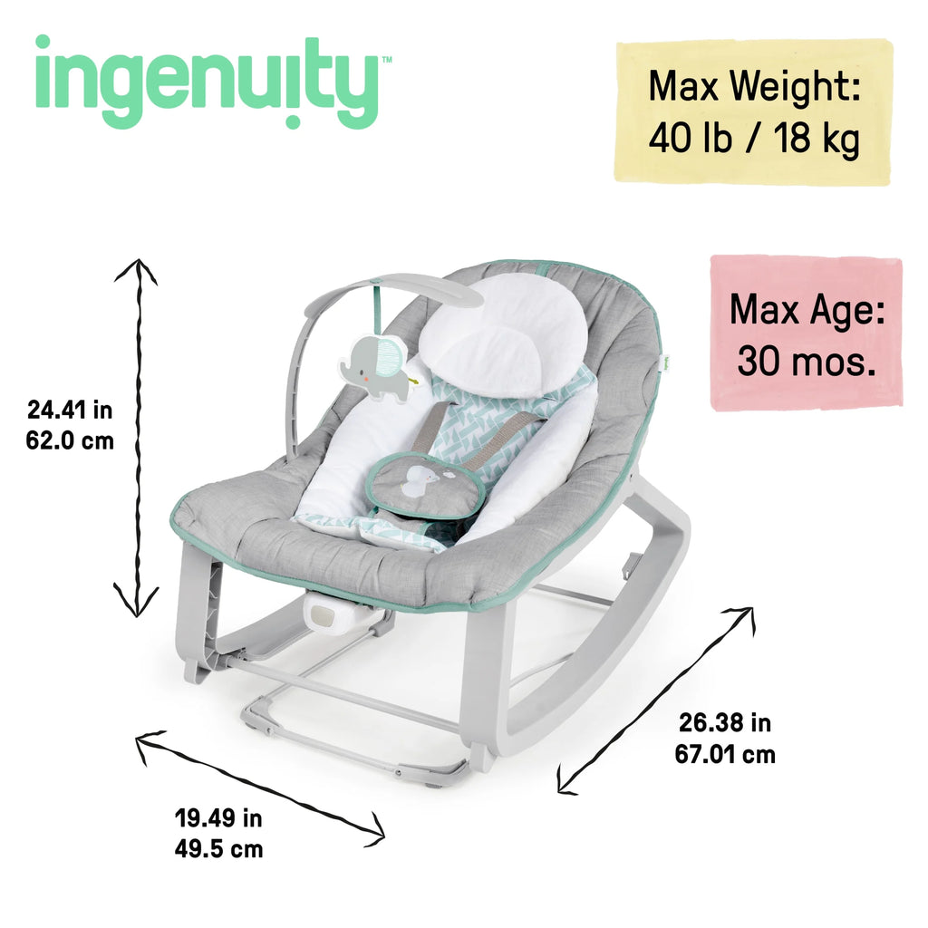 Gray 3-in-1 Baby Bouncer and Rocker Chair J699