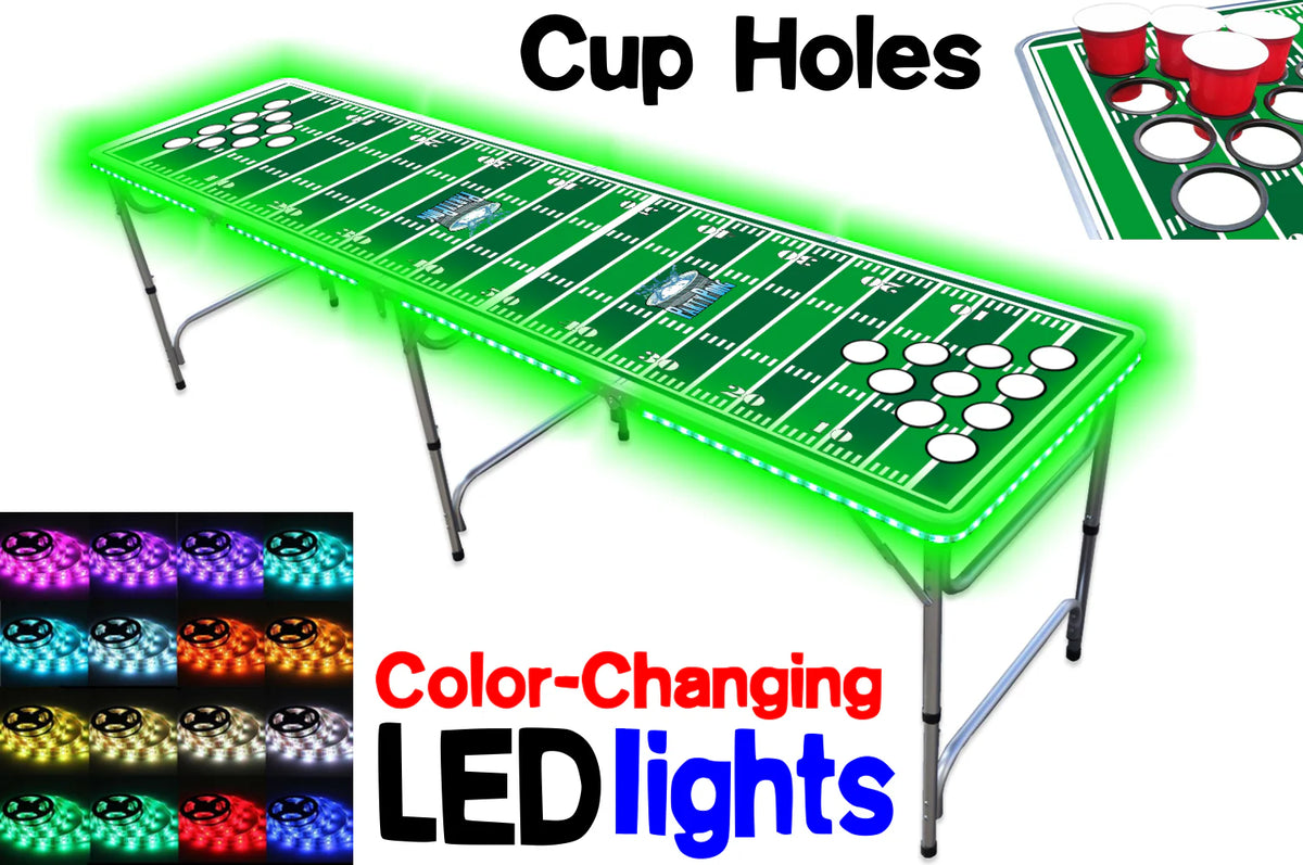 8-Foot Beer Pong Table with Cup Holes & LED Lights H261