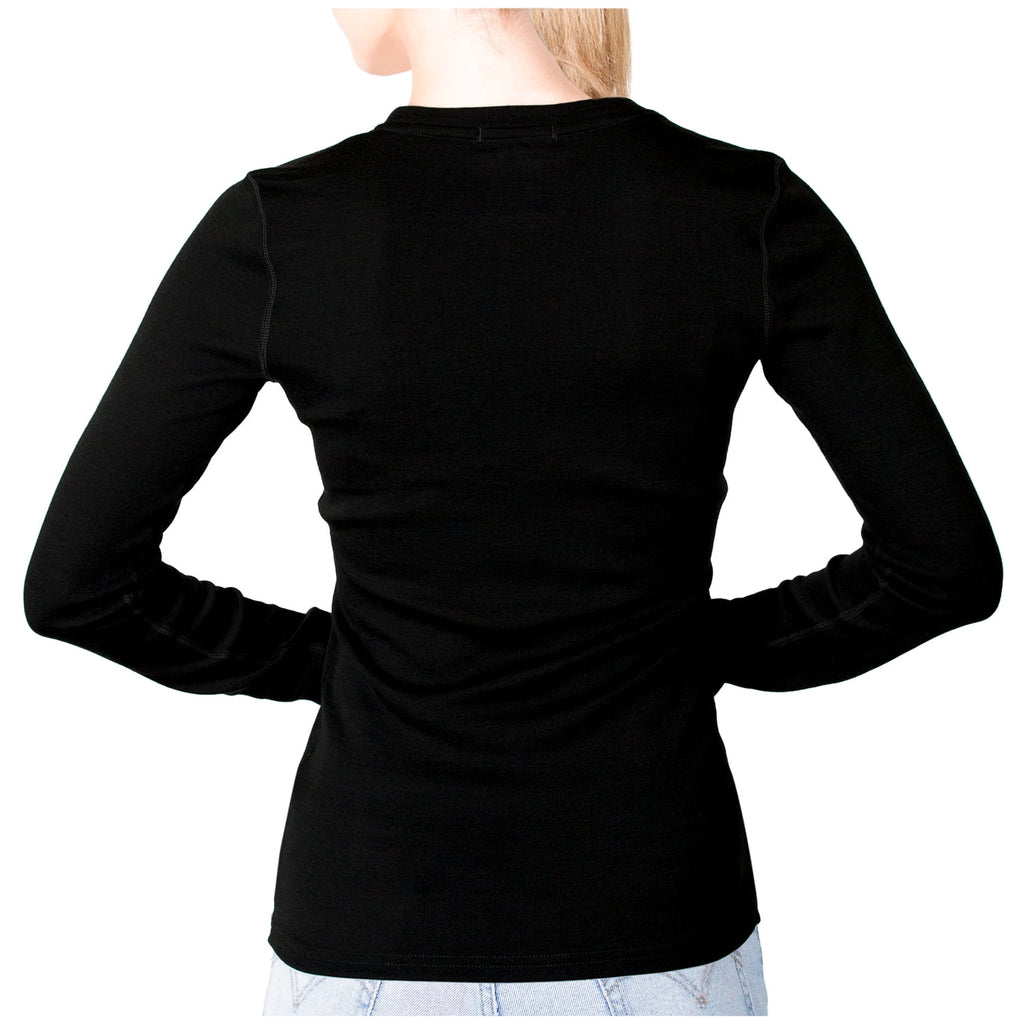 Black Merino Wool Midweight Baselayer Crew A545
