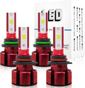 LED Headlight Bulbs 9005/HB3 High Beam + 9006/HB4 Low Beam Pack of 4 M386