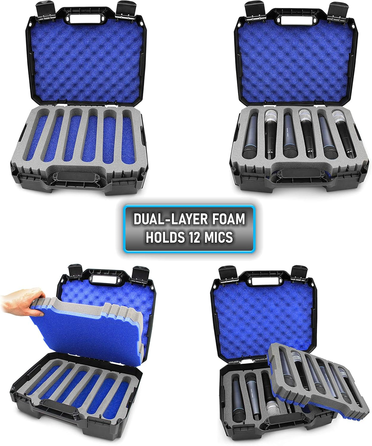 Hard Case Compatible with 12 Handheld Transmitter Mics S371