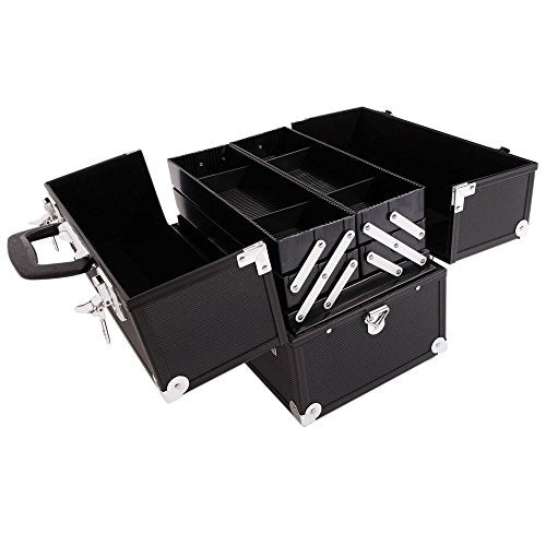 14inch Black Aluminum Cosmetic Case with 6 Trays Z712