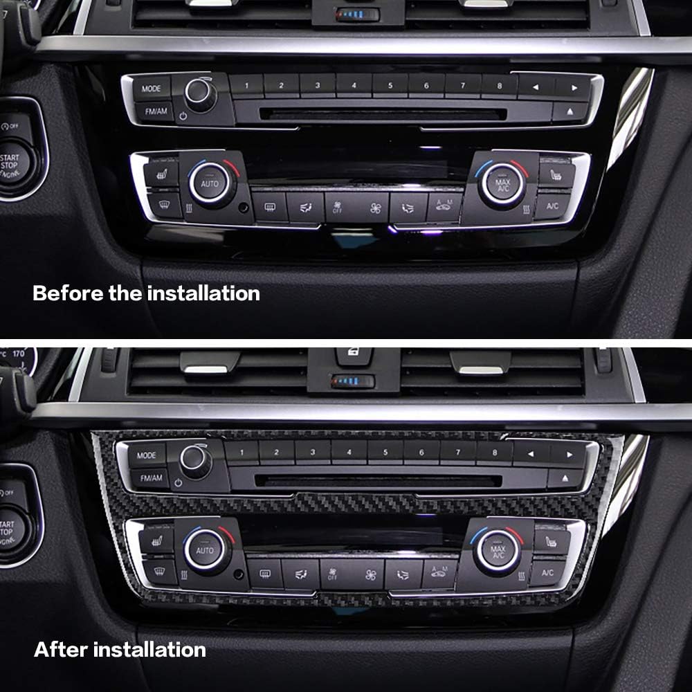 Black Carbon Fiber Center Console CD Panel Trim O944