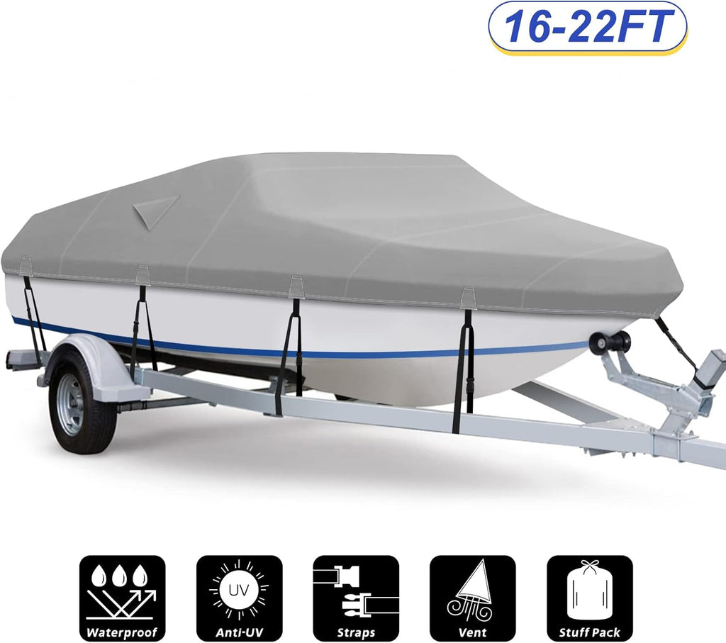 600D Waterproof Heavy Duty Gray Boat Cover 17-19 ft J1719
