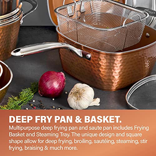 15 Pc Non Stick Copper Ceramic Cookware Set L82093