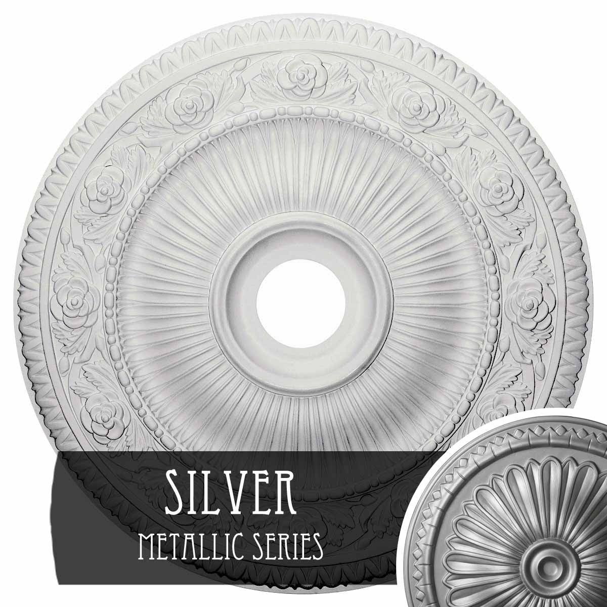 Hand-Painted Silver Ceiling Medallion K661493