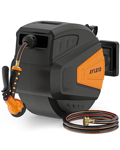 Garden Hose Reel, 1/2 in x 100 ft Wall Mounted, Grey N359