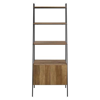 Reclaimed Wood Ladder Bookcase with Cabinet U340720