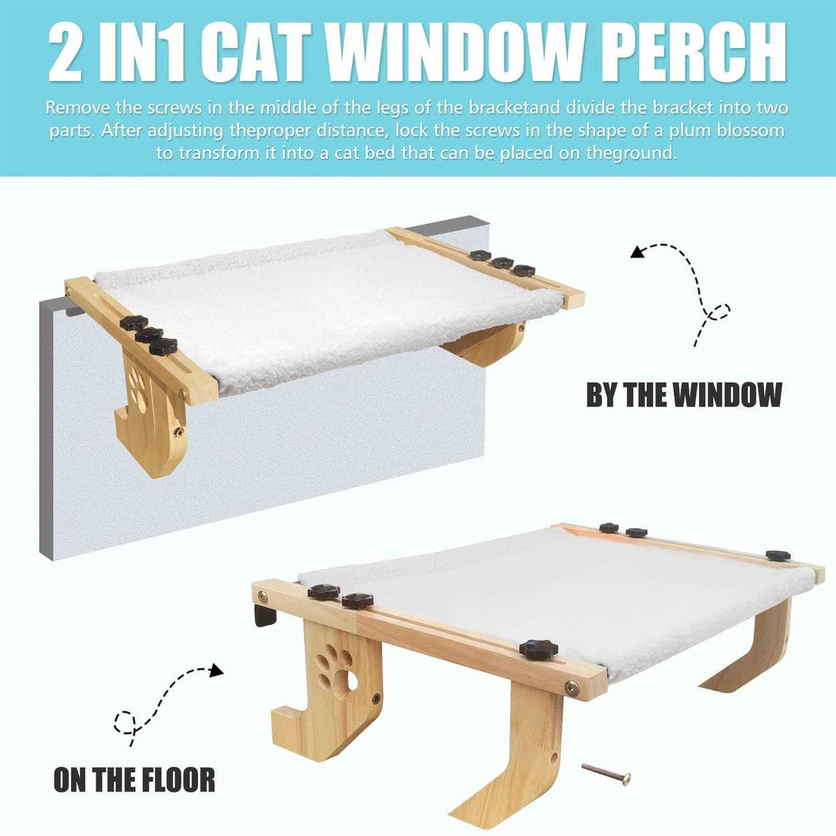 Cat Window Perch with Wood and Metal Frame S21786