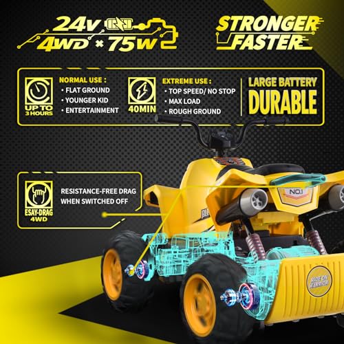 Black 24V Ride on ATV Kids Quad 4-Wheeler Electric 4WD with 9AH Battery K799
