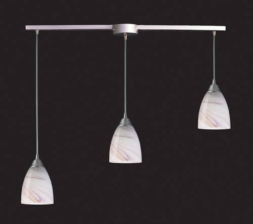 3 Light Pendant in Satin Nickel and Creme Glass F3675