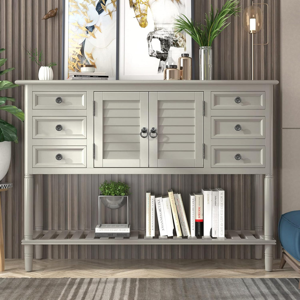 Navy Blue MDF 6 Drawer Sideboard Console Table Q153379
