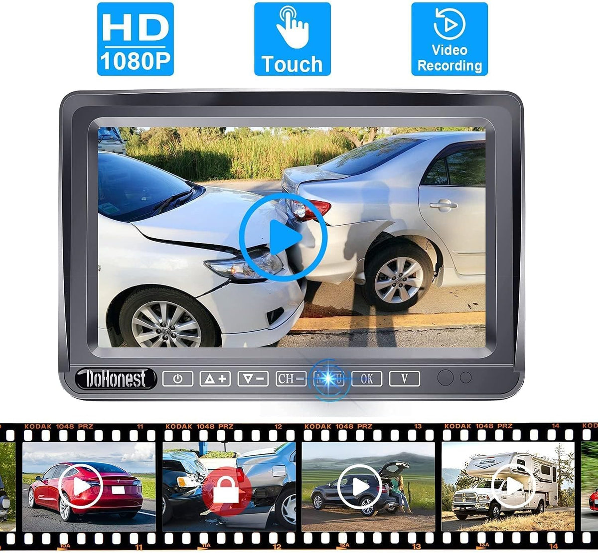 HD 1080P Wireless Backup Camera with 7" Touch Key Monitor E1751