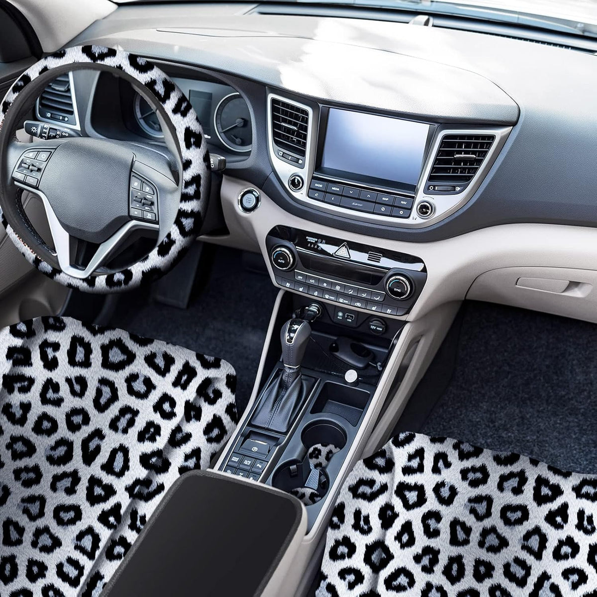 17 Pieces Leopard Print Car Accessories Set P2040
