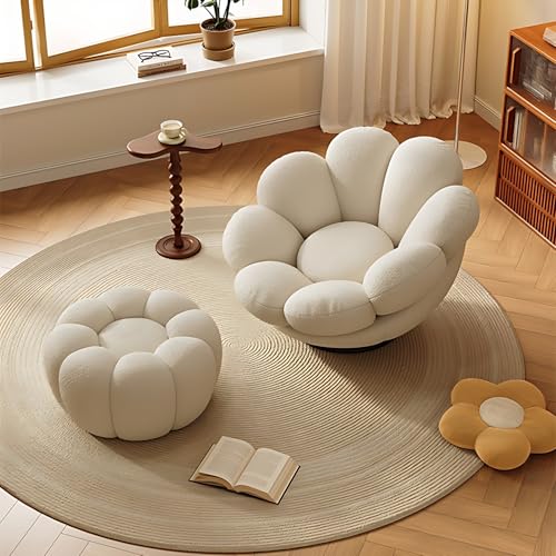 Blue Pumpkin Shape Swivel Lounge Chair with Ottoman X988179