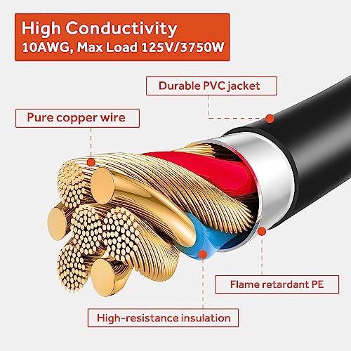 30 Amp RV Generator Adapter Cord 4 Prong NEMA L14-30P to TT-30R STW 10/3 Power Cord (18 Inch) U395752