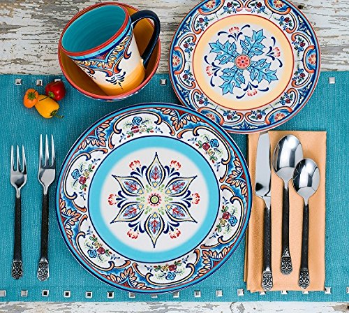 16 Piece Dinnerware Set, Service for 4, Multicolor Z805571