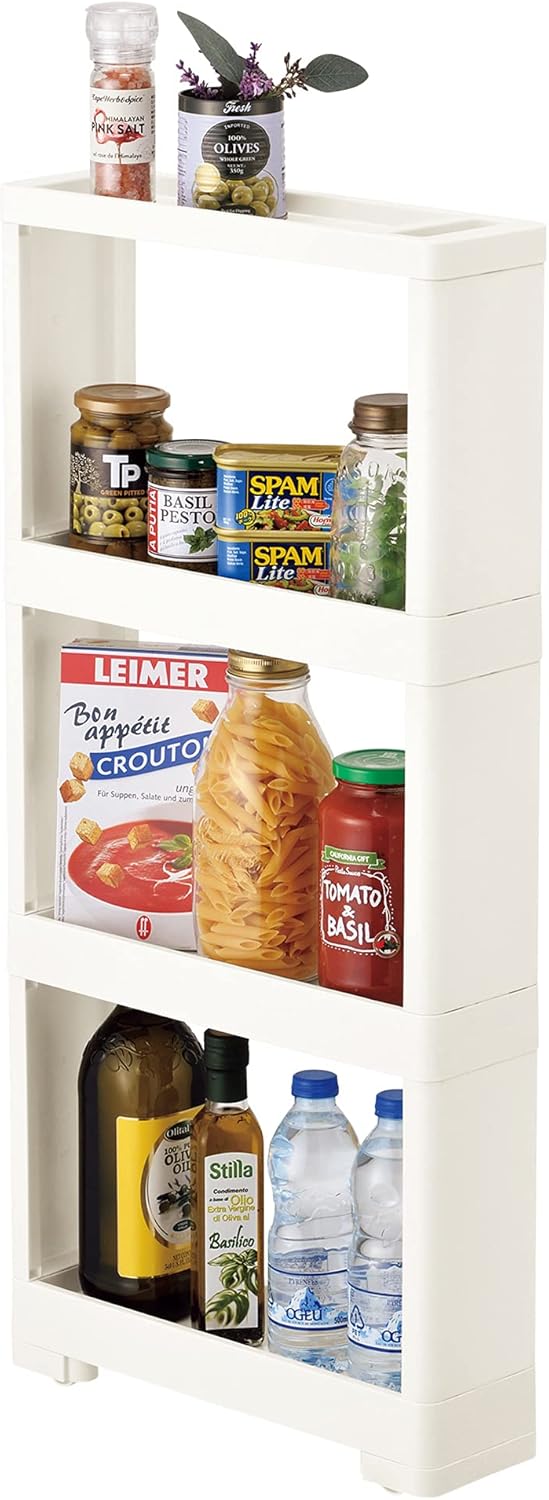White 4 Tiers Slim Rolling Storage Cart M91733