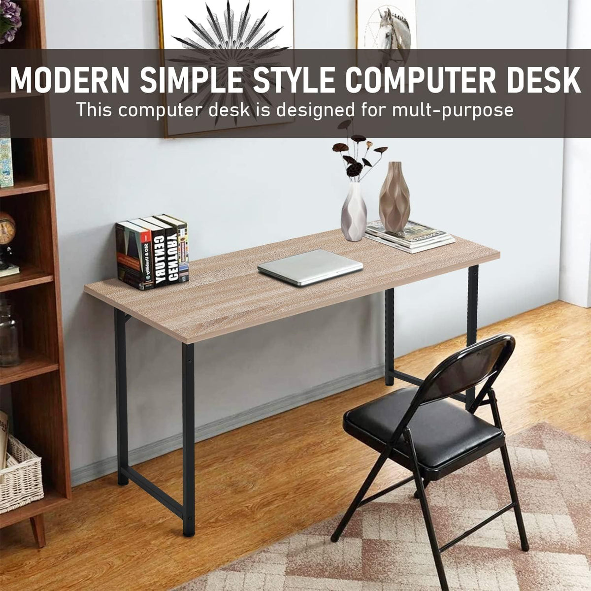 Black Wood and Metal Computer Desk Q89084