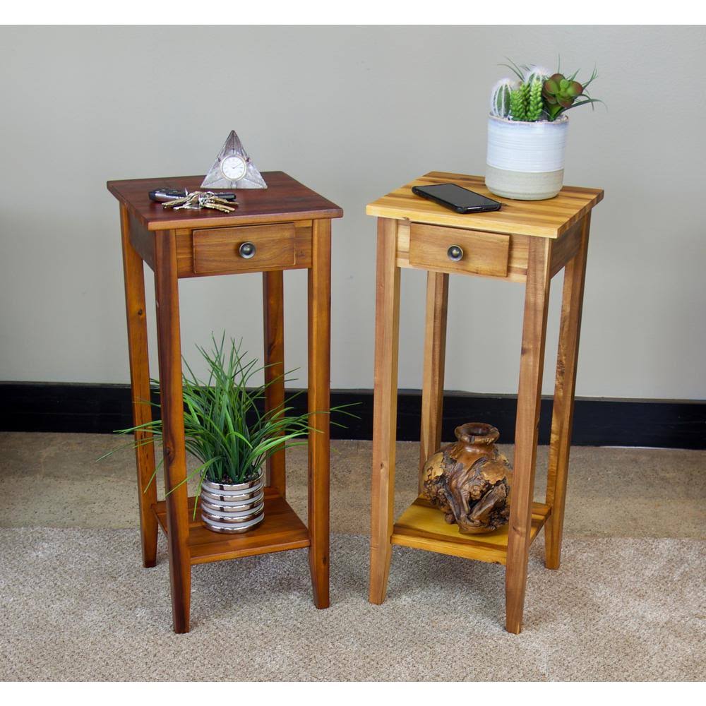 Solid Acacia Plant Stand with Drawer M1802