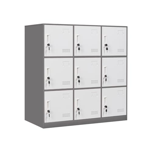 9 Door Grey & White Steel Locker O11719