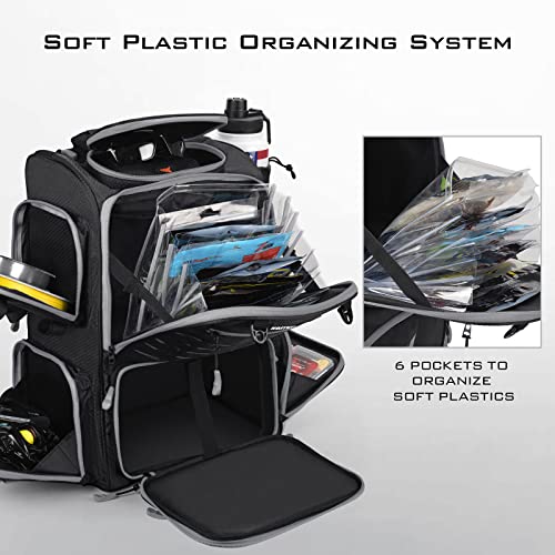 43L Fishing Tackle Backpack with Rod Holders and Rain Cover M33275