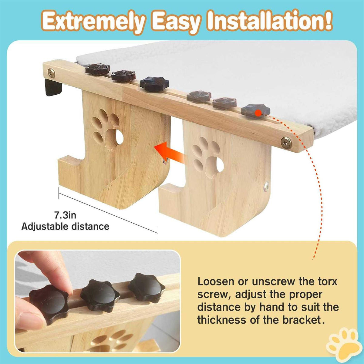 Cat Window Perch with Wood and Metal Frame S21786