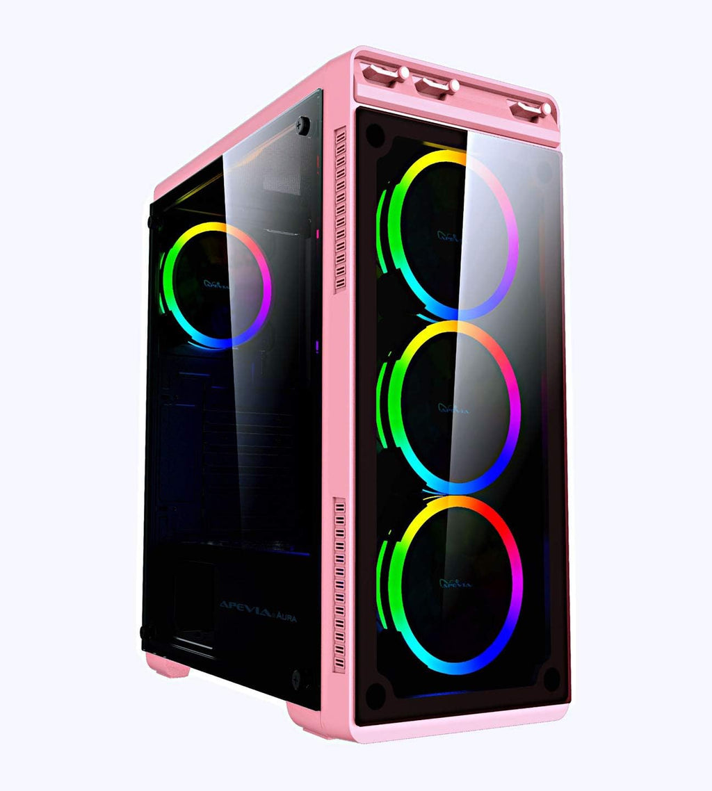 Black Mid Tower Gaming Case with 4 RGB Fans D5486