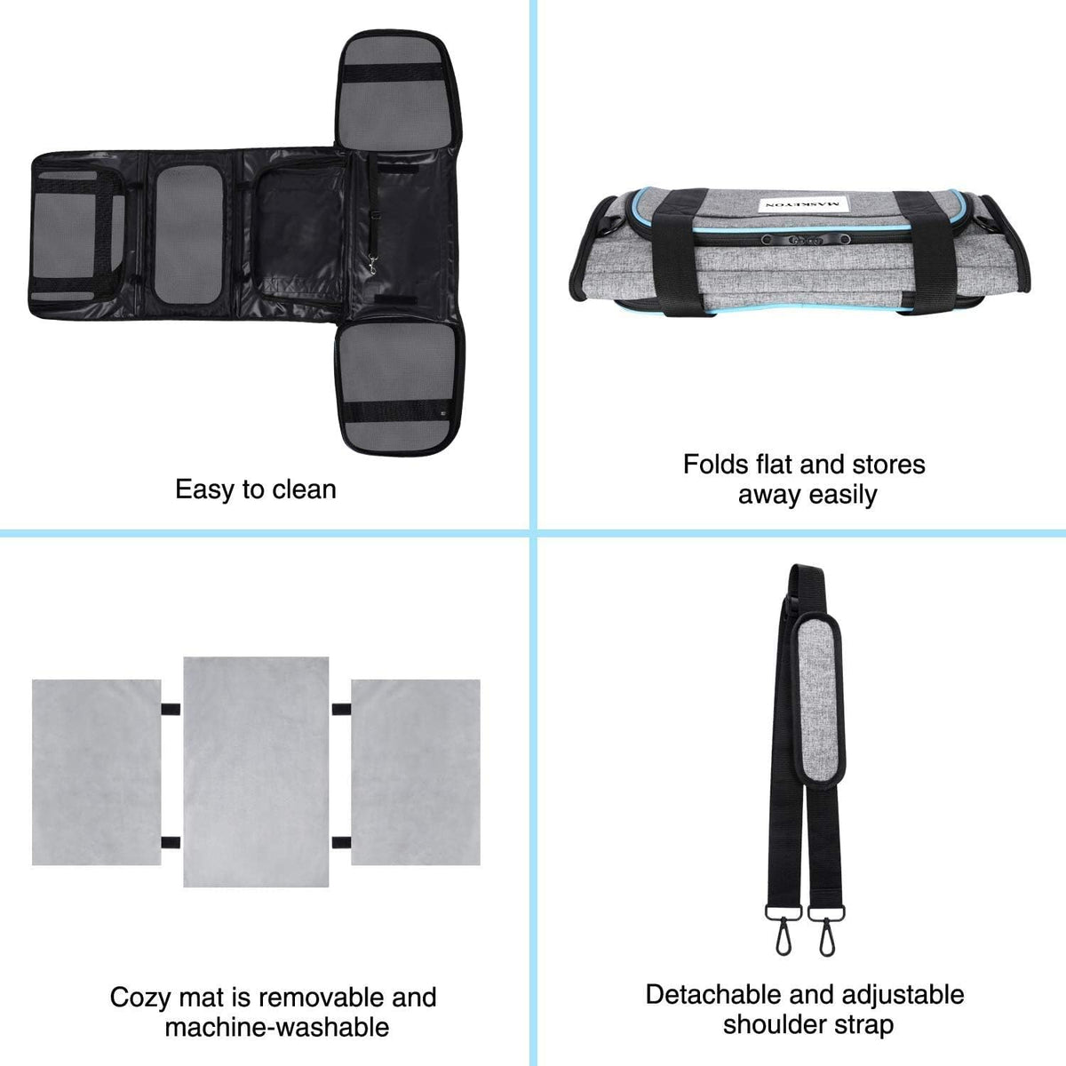 Large Soft-Sided Collapsible Pet Travel Carrier with 5 Doors G657