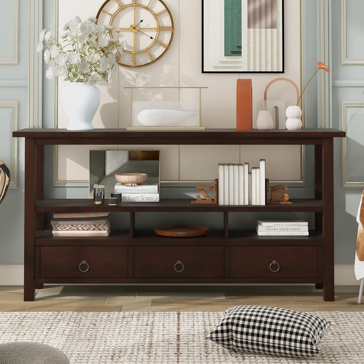 Navy Blue MDF 6 Drawer Sideboard Console Table Q153379