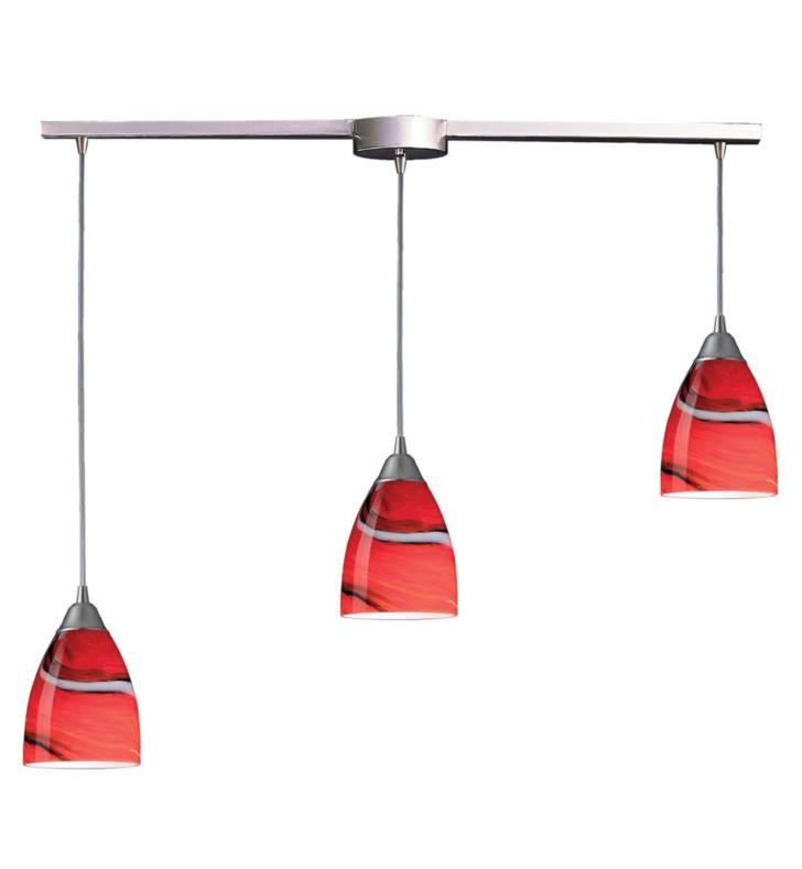 3 Light Pendant in Satin Nickel and Creme Glass F3675
