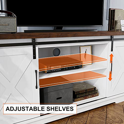 White Tall TV Stand with Storage and Shelves W82365