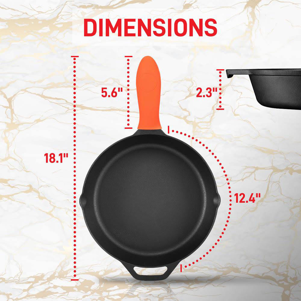 12x22 Pre Seasoned Nonstick Cast Iron Frying Pan with Lid 4 Pack E5887