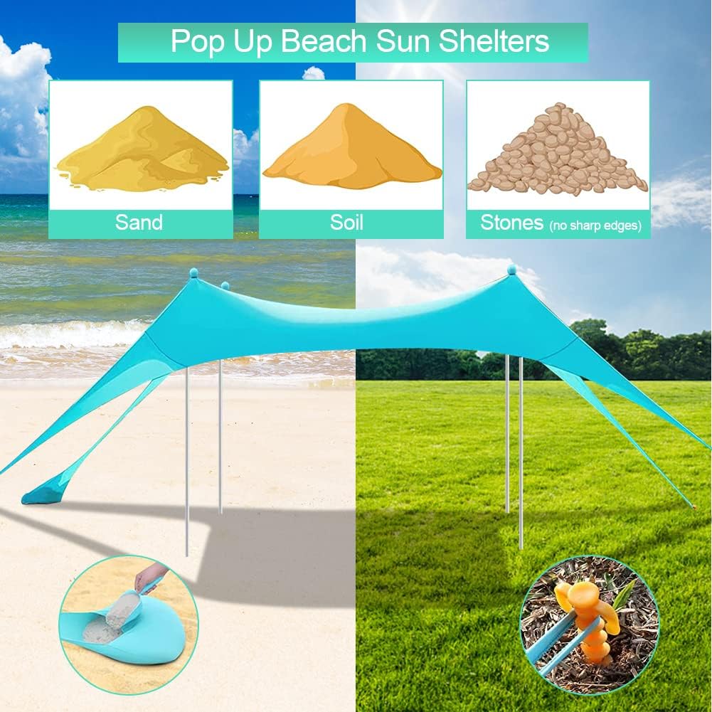 10 x 10 FT UPF50+ Beach Tent Sun Shelter with Carrying Bag F7409
