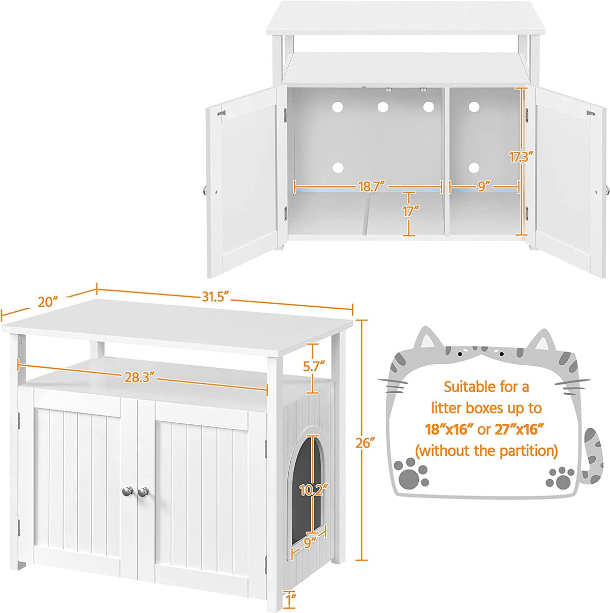 Cat Litter Box Enclosure with Storage Shelf C60496