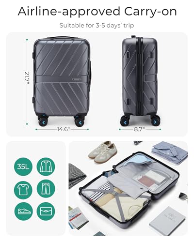 Black 20 inch Polycarbonate Hardside Carry On Luggage H330805