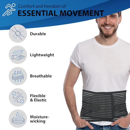 Black M-L Back Brace with Lumbar Pad W5858