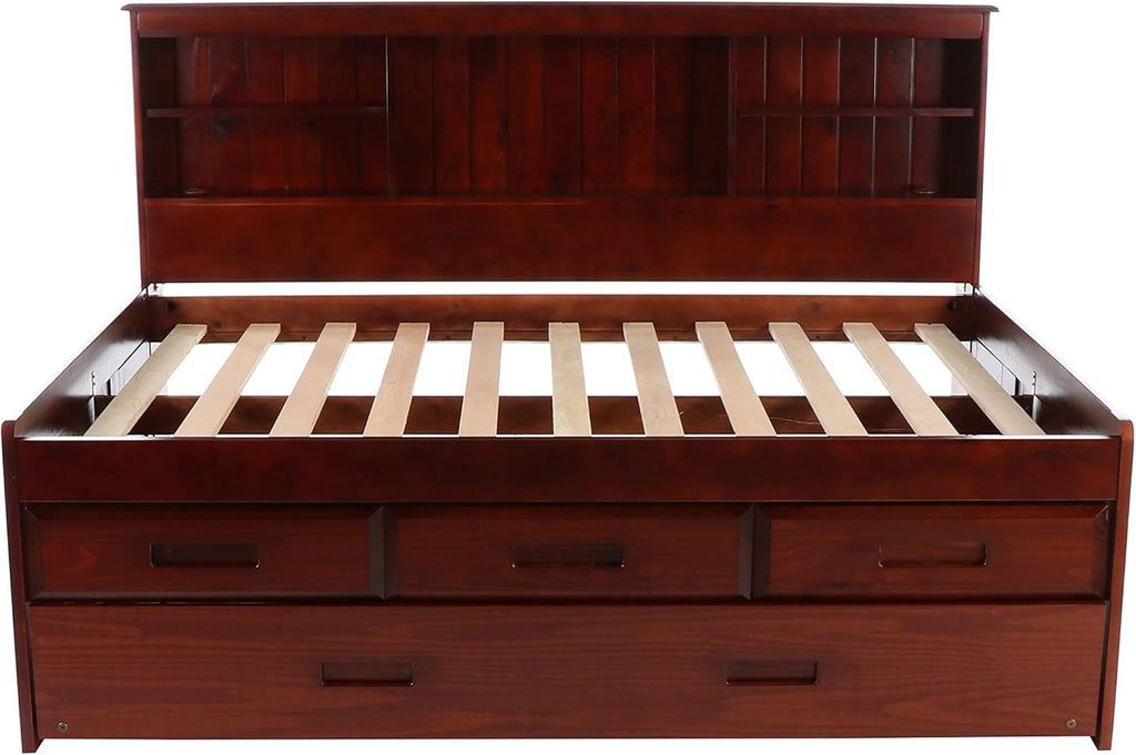 Full Bookcase Daybed with 3 Drawers & Trundle Merlot U431178