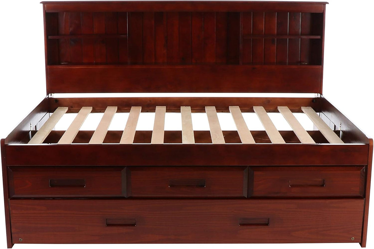 Full Bookcase Daybed with 3 Drawers & Trundle Merlot U431178