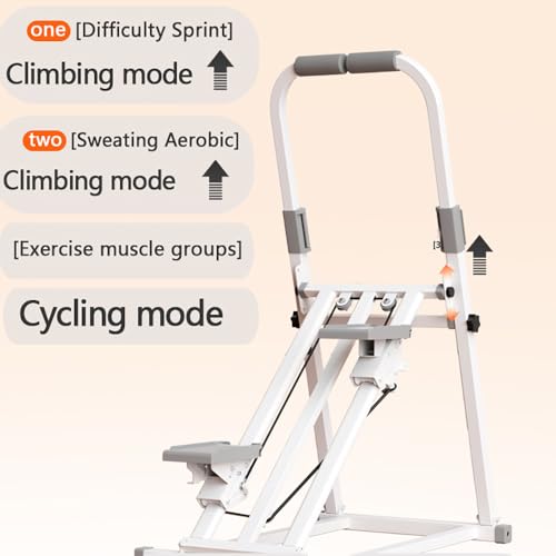 Compact Adjustable Stair Stepper Machine with Handles White N2969