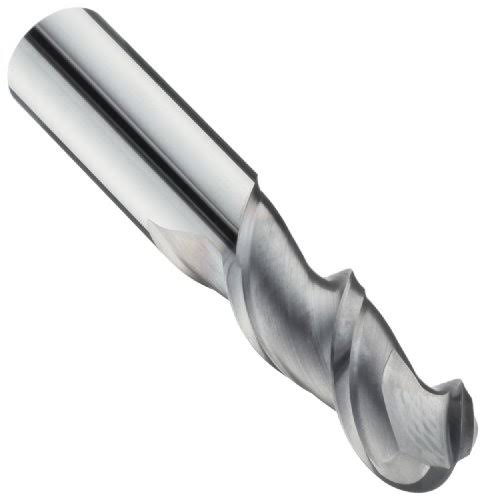 1/2" 2 Flute Solid Carbide Ball End Mill TiCN Finish F19738